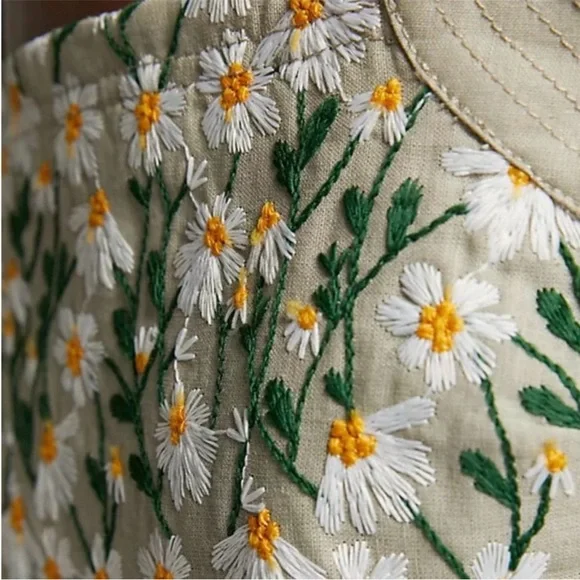 🐝 NWOT Anthropologie Maeve Embroidered Daisy Floral Side Zip Lined Tank Top XL - Picture 4 of 9